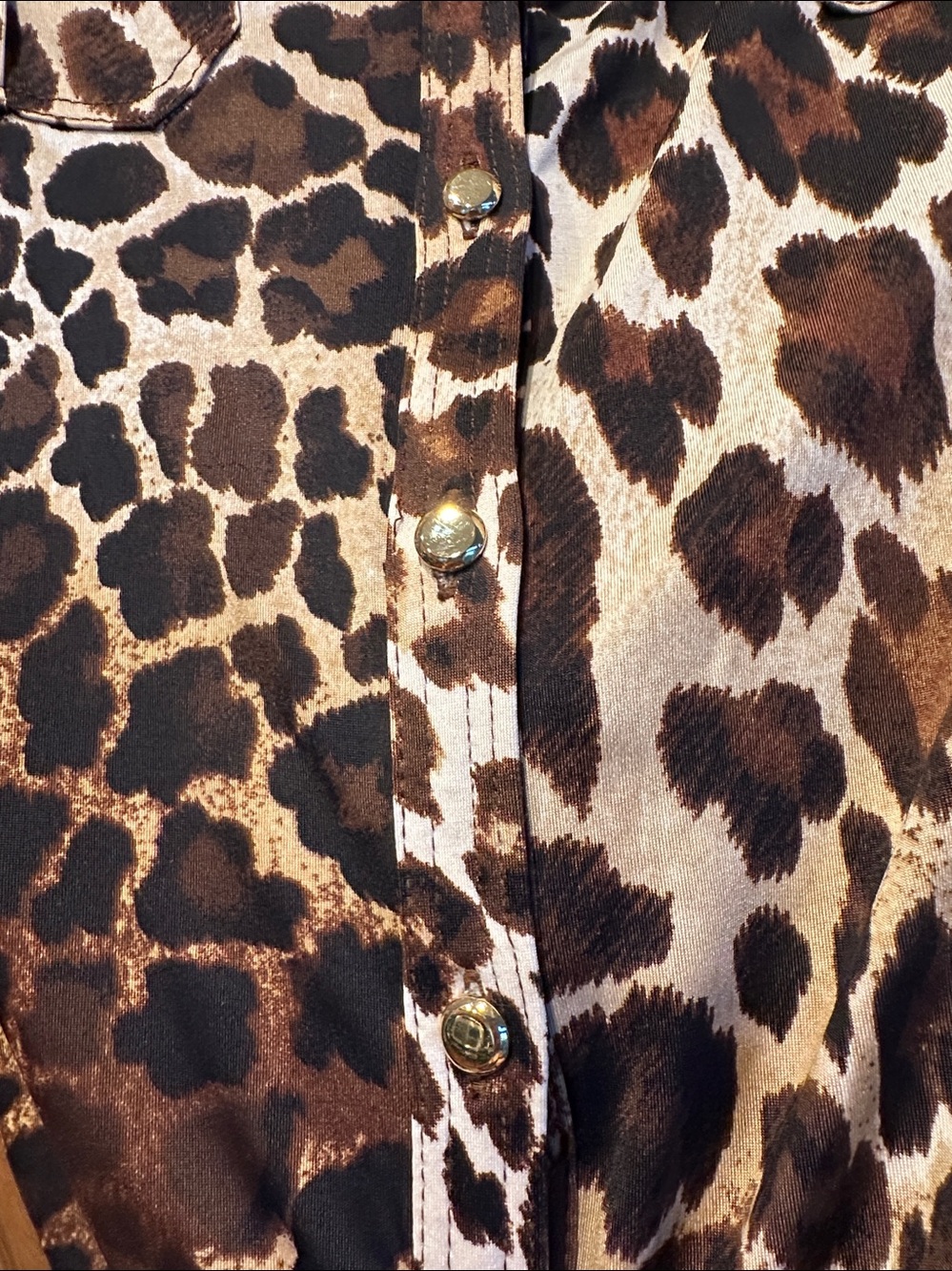 Cache Leopard Print Buttoned & Tie-Front Sleeveless Top in Brown Black & Cream L - Picture 6 of 9